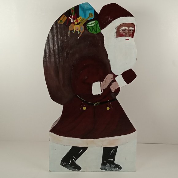 Hand-Crafted Wooden Painted Santa Claus St. Nick Standing Christmas Decoration - Picture 1 of 7